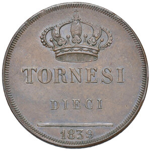 reverse: Regno delle due Sicilie. Ferdinando II di Borbone (1830-1859). 10 Tornesi 1839.