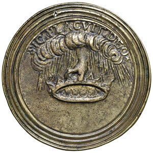 reverse: Milano 1701. Filippo V di Spagna (1700-1713). D/ Il busto a destra del Duca, R/ La mano discende da nubi raggianti e porge una corona. R.