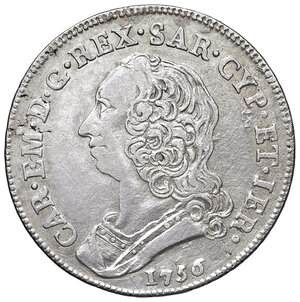 obverse: Savoia. Carlo Emanuele III (1730-1773). Mezzo Scudo 1756.