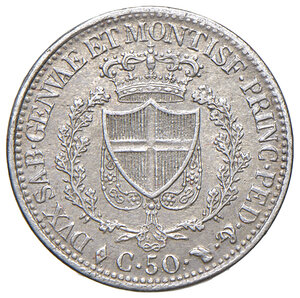 reverse: Regno di Sardegna. Carlo Felice (1821-1831). 50 Centesimi 1825.