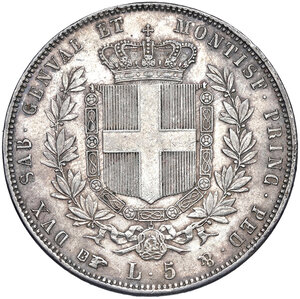 reverse: Vittorio Emanuele II (1861-1878). 5 Lire 1851.