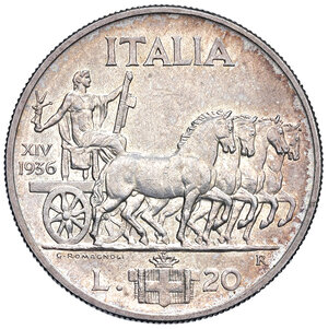 reverse: Vittorio Emanuele III (1900-1943). 20 Lire 1936.