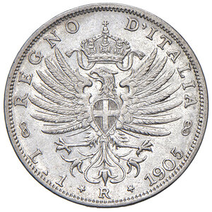 reverse: Vittorio Emanuele III (1900-1943). 1 Lira 1905.