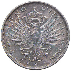 reverse: Vittorio Emanuele III (1900-1943). 1 Lira 1906.