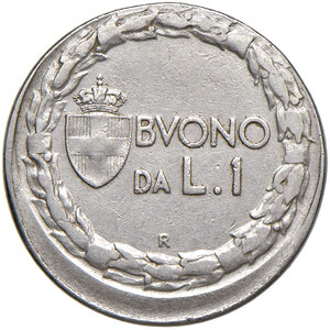 reverse: Vittorio Emanuele III (1900-1943). Buono da 1 Lira 1922.