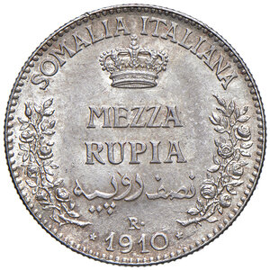 reverse: Somalia Italiana. Vittorio Emanuele III (1909-1925). ½ Rupia 1910.