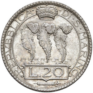 obverse: Vecchia Monetazione (1864-1938). 20 Lire 1931.