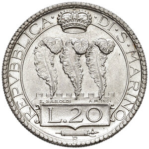 obverse: Vecchia Monetazione (1864-1938). 20 Lire 1936.