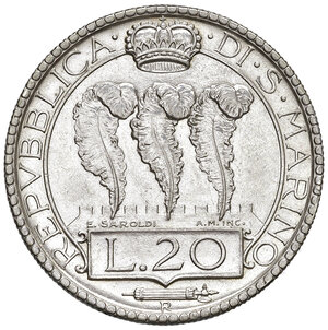 obverse: Vecchia Monetazione (1864-1938). 20 Lire 1937.