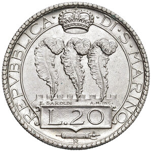 obverse: Vecchia Monetazione (1864-1938). 20 Lire 1938.