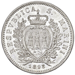 obverse: Vecchia Monetazione (1864-1938). 5 Lire 1898.
