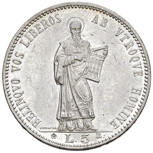 reverse: Vecchia Monetazione (1864-1938). 5 Lire 1898.