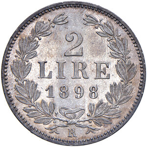 reverse: Vecchia Monetazione (1864-1938). 2 Lire 1898.