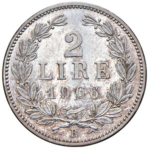 reverse: Vecchia Monetazione (1864-1938). 2 Lire 1906.