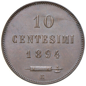 reverse: Vecchia Monetazione (1864-1938). 10 Centesimi 1894.