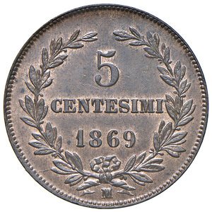 reverse: Vecchia Monetazione (1864-1938). 5 Centesimi 1869.
