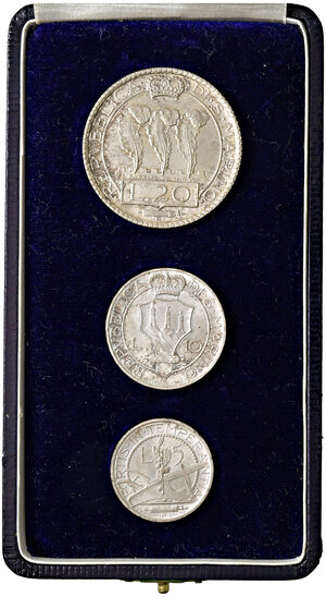 reverse: Vecchia Monetazione (1864-1938). Set 3 Monete ( 5-10-20 Lire) 1931.