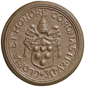reverse: SD Stato Pontificio. Leone X (1513-1521). Per la restaurazione della famiglia dei Medici. Stemma Papale, D/ in altorilievo. R. 