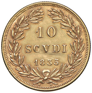 reverse: Stato Pontificio. Gregorio XVI (1830-1846). 10 Scudi 1835.