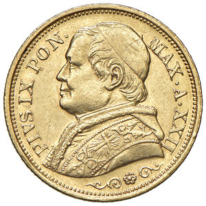 obverse: Stato Pontificio. Pio IX (1846-1870). 20 Lire 1868.