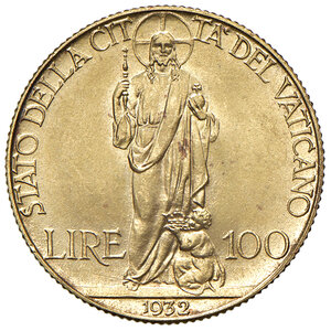 reverse: Pio XI (1929-1938). 100 Lire 1932.