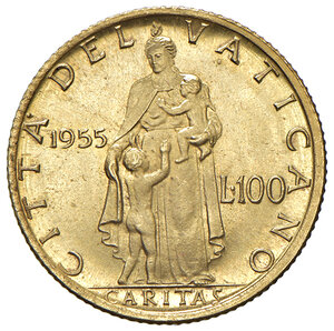 reverse: Pio XII (1939-1958). 100 Lire 1955.