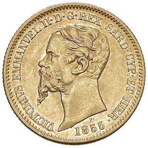 obverse: Regno di Sardegna. Vittorio Emanuele II (1849-1861). 20 Lire 1855. Genova.