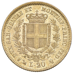 reverse: Regno di Sardegna. Vittorio Emanuele II (1849-1861). 20 Lire 1855. Genova.