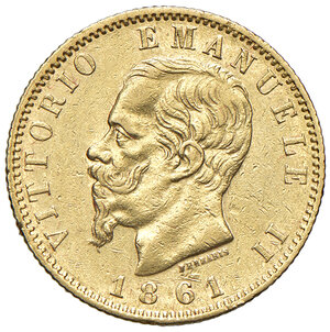 obverse: Vittorio Emanuele II (1861-1878). 20 Lire 1861. Torino.