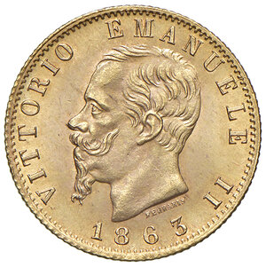 obverse: Vittorio Emanuele II (1861-1878). 20 Lire 1863. Torino.