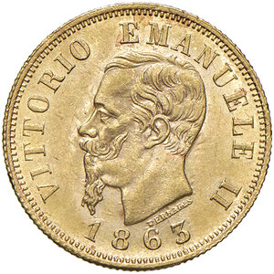obverse: Vittorio Emanuele II (1861-1878). 10 Lire 1863. Torino.