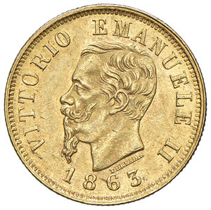 obverse: Vittorio Emanuele II (1861-1878). 10 Lire 1863. Torino.