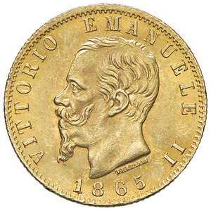 obverse: Vittorio Emanuele II (1861-1878). 20 Lire 1865. Torino.