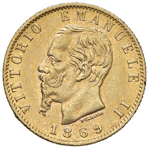 obverse: Vittorio Emanuele II (1861-1878). 20 Lire 1869. Torino.