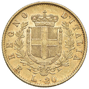 reverse: Vittorio Emanuele II (1861-1878). 20 Lire 1877. Roma.
