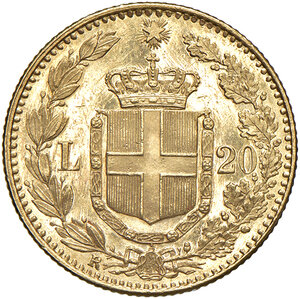 reverse: Umberto I (1878-1900). 20 Lire 1891.