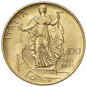 reverse: Vittorio Emanuele III (1900-1943). 100 Lire 1931 IX.