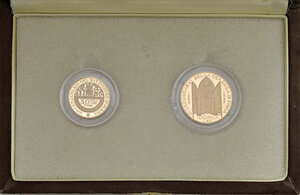 obverse: Repubblica Italiana. Monetazione in Lire (1946-2001). Dittico (100000+50000 Lire) 1996.