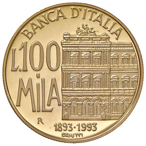 reverse: Repubblica Italiana. Monetazione in Lire (1946-2001). 100000 Lire 1993.