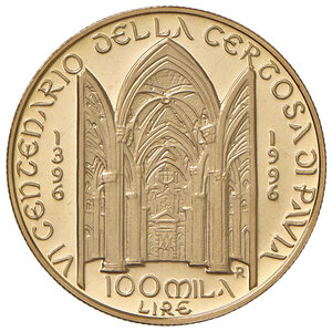 reverse: Repubblica Italiana. Monetazione in Lire (1946-2001). 100000 Lire 1996.