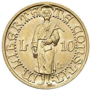 reverse: Repubblica di San Marino. Vecchia Monetazione (1864-1938). 10 Lire 1925.