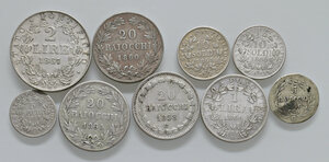 obverse: Pio IX (1846-1870). Insieme di 9 Monete in argento.