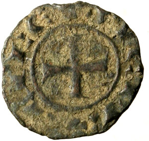 reverse: BRINDISI - Corrado II (1254-1258) Denaro. Lettere CVR R/ Croce. CNI 217; MIR 316   MI    RARO   qSPL