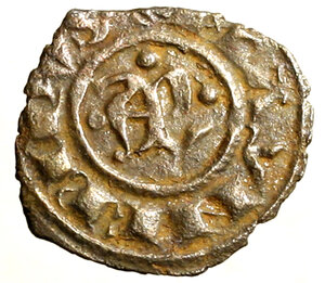 obverse: BRINDISI Manfredi (1258-1266) Denaro. AP tra tre globetti R/ Croce con cunei nei quarti. Spahr 195; MIR 326     MI    (g. 0,57)    SPL