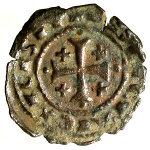 reverse: BRINDISI. Carlo I (1266-1285) Denaro. Stemma angioino R/ Croce con croci nei quarti. Spahr 54   (g. 0,63)  MI   SPL