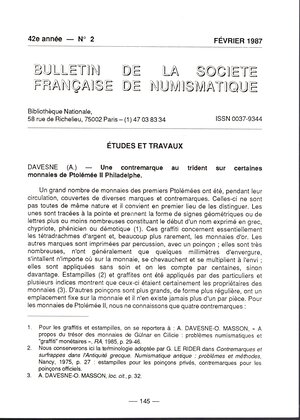 obverse: Bompaire  M. – La trouvaille de Braine ( Aisne); deniers de faux.monnayeurs du temps de Philippe VI. Paris, 1987.  Pp 159. Brossura ed. ottimo stato.