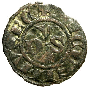 obverse: MACERATA. Giovanni XXII (1316-1334) Denaro. Lettere DVS R/ Croce. CNI 3; Munt. 3.     MI    (g. 0,42)  BB+