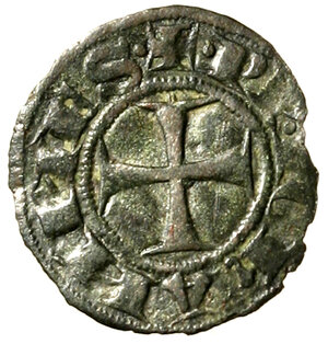 reverse: MACERATA. Giovanni XXII (1316-1334) Denaro. Lettere DVS R/ Croce. CNI 3; Munt. 3.     MI    (g. 0,42)  BB+