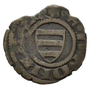 obverse: MANTOVA. Gian Francesco Gonzaga (1407-1444). Quattrino. Mi (0,93 g). D/ Stemma; R/ busto frontale di Virgilio. MIR 383. BB