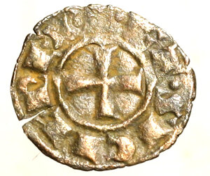 reverse: MESSINA. Corrado I (1250-1254). Denaro Lettere COR abbreviate R/ Croce. Spahr 158.     MI     +BB